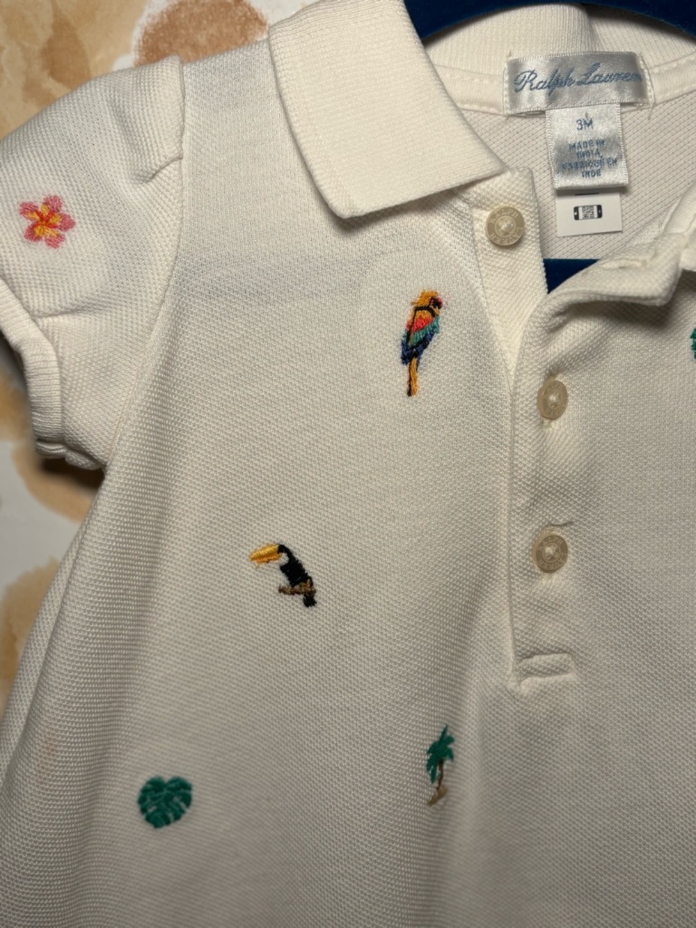 Ralph Lauren Cream Polo Dress with Tropical Embroidery - Picture 6 of 6